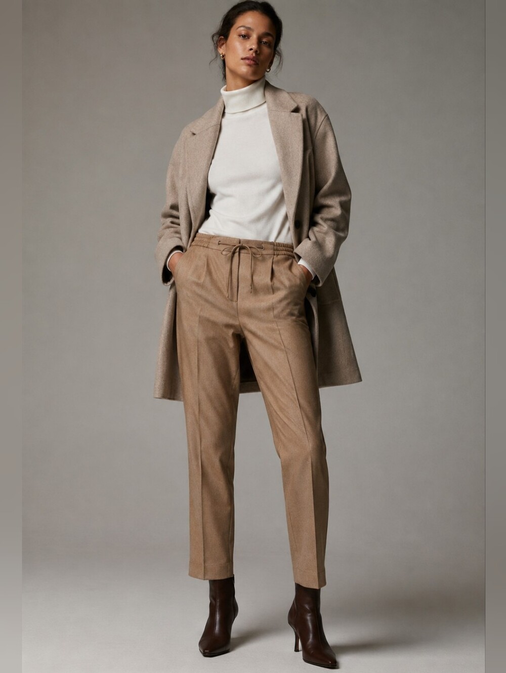 NWOT MASSIMO DUTTI Pleated Drawstring Ankle Length Trousers Pants Size 4